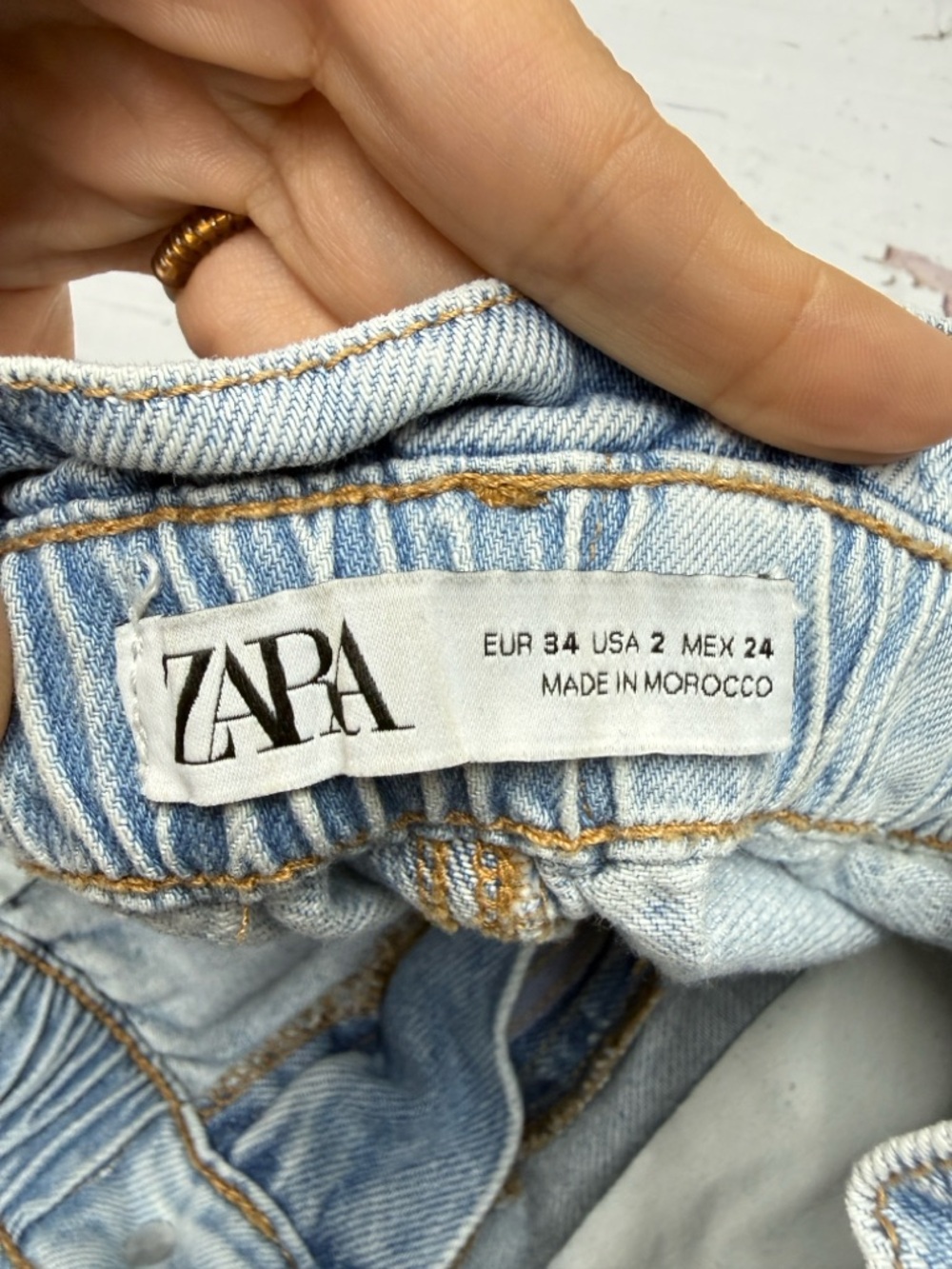 Zara Paperbag Balloon Jeans Light Wash Size 2 Coastal Y2K - Picture 4 of 9